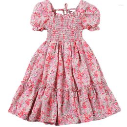 Girl Dresses Baby Summer Bohemia Dot Flower Dress Children KIds Girl's Beach Wear Vestidos For 2 4 6 7 Years Clothes