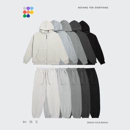 Mens Tracksuits INFLATION Zip Up Hoodies Set Men Oversized Two Pieces Winter Thick Fleece Casual Tracksuit Couple Zipper Sweatsuit 230310