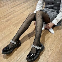 Women Socks Ladies Retro Milky White Four-leaf Clover Jacquard Stockings Ultra-thin Core-spun Silk Pantyhose