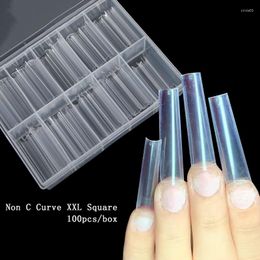 False Nails No C Curve XXL Square Coffin Nail Tips Half Cover Straight Acrylic Manicure Salon Supply 100pcs/box
