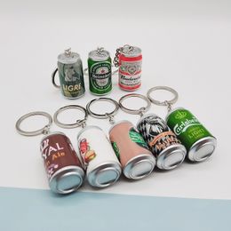 Key Rings Simulation Canned Beer Keychain Boy Men Beer Can Keyring Trinket Couples Cool Backpack Decor Jewellery Car Key Accessor