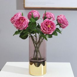 Decorative Flowers 3Pc Artificial Flower Rose Party Table Home Deco Living Room Pography Ornament Wedding Decor Valentine's Day