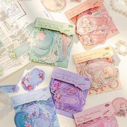Gift Wrap 60Pcs Vintage Flower Scrapbooking Supplies Writable Stickers DIY Junk Journal Collage Diary Card Decorate Materials Paster Note