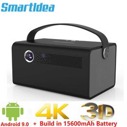 Projectors 4K 3D V7 projector Android 90 Wifi BT 15600mAh battery portable home smart beamer speaker in Zoom HDin USB R230306