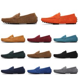 Casual mens women Shoes Leather soft sole black white red orange blue brown comfortable outdoor sneaker 028