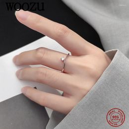 Cluster Rings WOOZU Real 925 Sterling Silver Classic Initials V Zircon Opening Finger For Women Elegant Wedding Statement Jewellery Gift