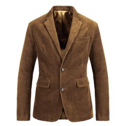Men's Suits & Blazers Spring Autumn Vintage Casual Corduroy Men Fashion Tops Handsome Smart Leisure Blazer Male Clothes Coffee Blue Khaki