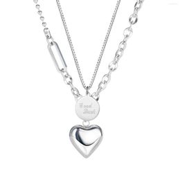 Pendant Necklaces Fashion Round Heart Pendants Set For Women Kpop Stainless Steel Asymmetric Layered Chains Aesthetics Jewellery Necklace