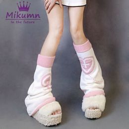 Socks Hosiery Japanese Harajuku Girls Two-side Wear Leg Warmer Socks Gothic Lolita Black White Pink Love Cross Sweet Knitted Leg Cover 230310