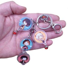 Keychains Bungo Stray Dogs 4 Styles Acrylic Pendant Keychain For Key Ring With Red Heart Bead Child Student Love Anime Jewellery