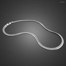 Chains 7mm56cm Mens High Quality 925 Sterling Silver Pendant Necklace Curb Cuban Link Chain Fashion Male/boy Jewerly Gift