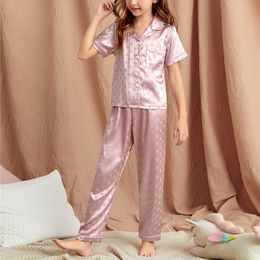 Pajamas Children's Imitation Silk Pajamas Summer Children's Clothes Set Ice Silk Cooling Girls Clothes Home Clothes 230310