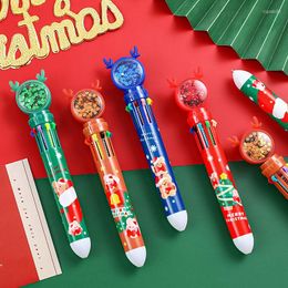 20Pcs 10 Colors Ballpoint Pen Cartoon Colorful Santa Claus Xmas Tree Deer Merry Christmas Gift School Office Stationery