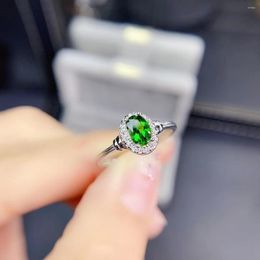Cluster Rings KJJEAXCMY Fine Jewelry S925 Sterling Silver Inlaid Natural Diopside Girl Ring Support Test Chinese Style Selling