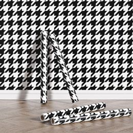 Wallpapers Black And White Houndstooth Wall Stickers Furniture Wallpaper Self-Adhesive Easy To Clean Living Room Bedroom