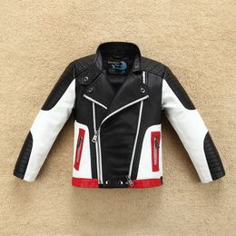 Jackets Handsome Cool Design Boys Leather Motor Jacket For Autumn Spring Kids Warm Coat Bomber Baby Toddler Winter Clothes 230310