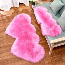 Carpets Fluffy Rug Fur Carpets For Living Room Home Decor Bedroom Kid Room Floor A Peach Heart Mat Decoration Salon Thicker Pile Rug W0325