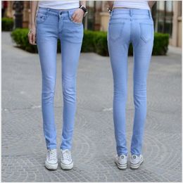 Women's Jeans Elasticity Jeans Sky Blue Jeans for Women Fashion Female Casual Trousers Pencil Pants Woman High Waist Jeans Korean 230310