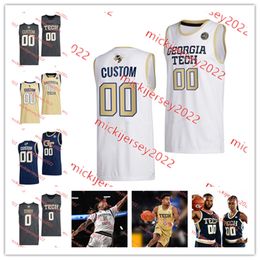 Georgia Tech Yellow Jackets Basketball Jersey 0 Lance Terry 25 Mark Price 0 Michael Devoe 35 Emmer Nichols Ebenezer Dowuona Georgia Tech Jerseys Custom Stitched Mens