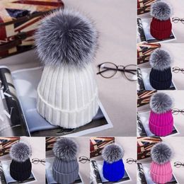Beanies Beanie/Skull Caps 1Pcs Fashion Candy Colours Women Girls Knitting Keep Warm Hat Female Winter Fur Pompom Solid Colour Beanie Boys