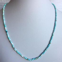 Chains Small Size Faceted Natural Stone Jewellery 3mm Hubei Turquoise Necklace Vintage Classic Beaded Chain 45cm Strand