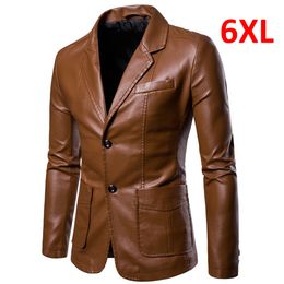 Men's Leather Faux Leather Plus Size 5XL 6XL PU Jacket Men Solid Colour Leather Coat Jacket Casual Motorcycle Biker Coat Leather Jackets Male Big Size 6XL 230310