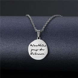 Chains Parsonality Round Disc Pendant Necklace For Women Man Arabic Letter Chain Choker Stainless Steel Jewellery Amulet Gift