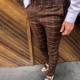 Men's Suits & Blazers Men Pants Plaid Slim Fit Formal Comfortable Spring Trousers For Work
