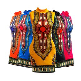 Ethnic Clothing African Dresses for Women Sleeveless Sexy Tight-fitting Fashion High Stretch Printing Slim Fit Hip Bazin Dashiki Clothing 230310