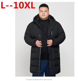 Giù da uomo 6XL Plus 8XL 10XL 9XL Arrivo Parchi lunghi e spessi Abbigliamento di marca Giacca da uomo calda Cappotto invernale con cappuccio di qualità