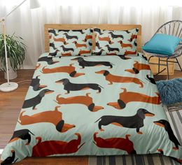 Bedding Sets Cute Sausage Dog Duvet Cover Set Bed Animal Quilt Dachshund Cartoon Home Textiles King Dropship