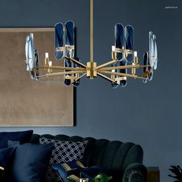Chandeliers Modern Luxury Blue K9 Crystal Led G9 Chandelier Living Room Copper Lighting Luminarias Fixtures Lamparas