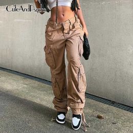 Women's Pants Capris Vintage Streetwear Cargo Denim Jeans Pockets Low Waisted Harajuku Retro Trousers Fashion Aesthetic 2000s Capris Cuteandpsycho L230310