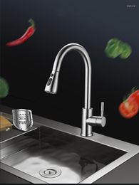 Kitchen Faucets White Single Handle Pull Out Tap Hole Swivel 360Degree Water Mixer Stainless Steel Black Chrome Colour