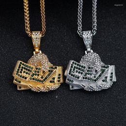 Pendant Necklaces Hip Hop Bling Iced Out Gold Color Stainless Steel Hand Dollars Money Pendants Necklace For Men Jewelry Silver