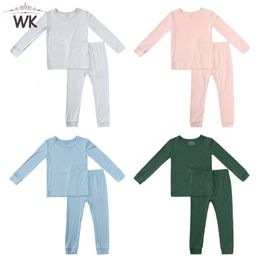 Pajamas Little Kid Baby Boys Girls Pajama Set Toddler Solid Pullover Cotton Sleepwear Nightwear Children Loungewear Daily Clothes Set 230310