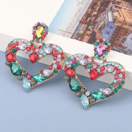 Dangle Earrings JIJIAWENHUA Fashion Rhinestone Pendant Geometric Heart-shaped Ladies Wedding Dinner Temperament Accessories