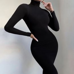 Women's Jumpsuits Rompers Black Turtleneck Romper Long Sleeve Sexy Bodycon Jumpsuit Outfit Fall Winter Streetwear Party Overalls Velvet Yo-ga Onesie 230310