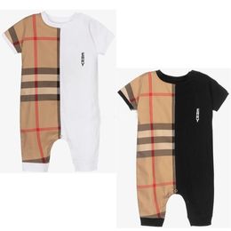 Summer Baby Boys Girls Plaid Rompers Cotton Newborn Short Sleeve Jumpsuits Toddler Onesies Infant Clothes 0-24 Months