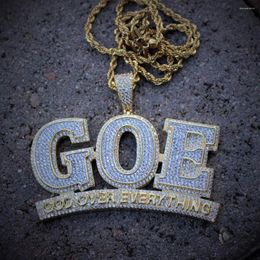 Chains Wholesale Initial Letter Pendant GOE Necklace Paved Cubic Zircon Plated Gold Silver Color For Men Boy Custom Name Jewelry Gift