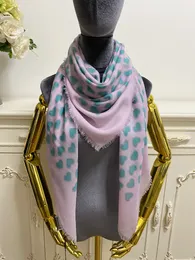 Women's square scarf scarves 100% cashmere material thin and soft pint hearts pattern size 120cm- 120cm