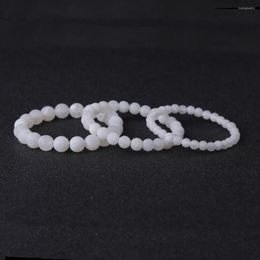 Strand Weathered Granite White Stone Beads Bracelet Buddha Beaded Yoga Friendship Strench For Women Men Jewelry Braclet Braclets