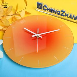 Wall Clocks 12 Inch Clock Minimalist Round Dusk Gradient Modern Glass Creative Nordic Home Decor Bedroom Battery Horloge A