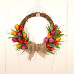 Decorative Flowers Door Wreath Fancy Fresh-keeping Beautiful Hanging Artificial Tulip For Living Room Front Wall