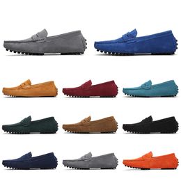 Casual mens women Shoes Leather soft sole black white red orange blue brown comfortable outdoor sneaker 019
