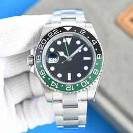 A Original 1 to 1 Green dial mens watch automatic sapphire 904L stainless steel designer sports luxury luminous waterproof GMT Montre De Luxe root beer left han ISZ7