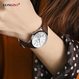 2020 LONGBO Luxury Quartz Watch Casual Fashion Leather Strap Watches Men Women Couple Watches Sports Wristwatch 80286226G