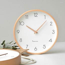 Wall Clocks Minimalist Nordic Round Watch Livingroom Wooden Silent Large Zegar Scienny DecorGift