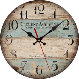 Wall Clocks 12 Inch Vintage Wooden Wall Clock 30cm Modern Design Rustic Retro Clock Home Office Cafe Decoration Art Large Wall Watch 230310