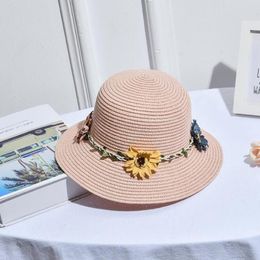 Wide Brim Hats Fashionable Outdoor Sunshade Hat Lovely Florets Decorated Straw